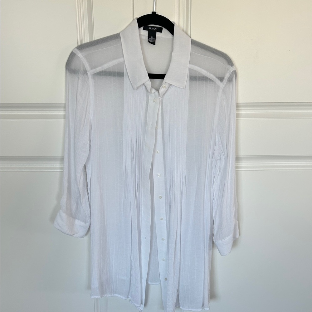 White Sheer Button-Up Shirt